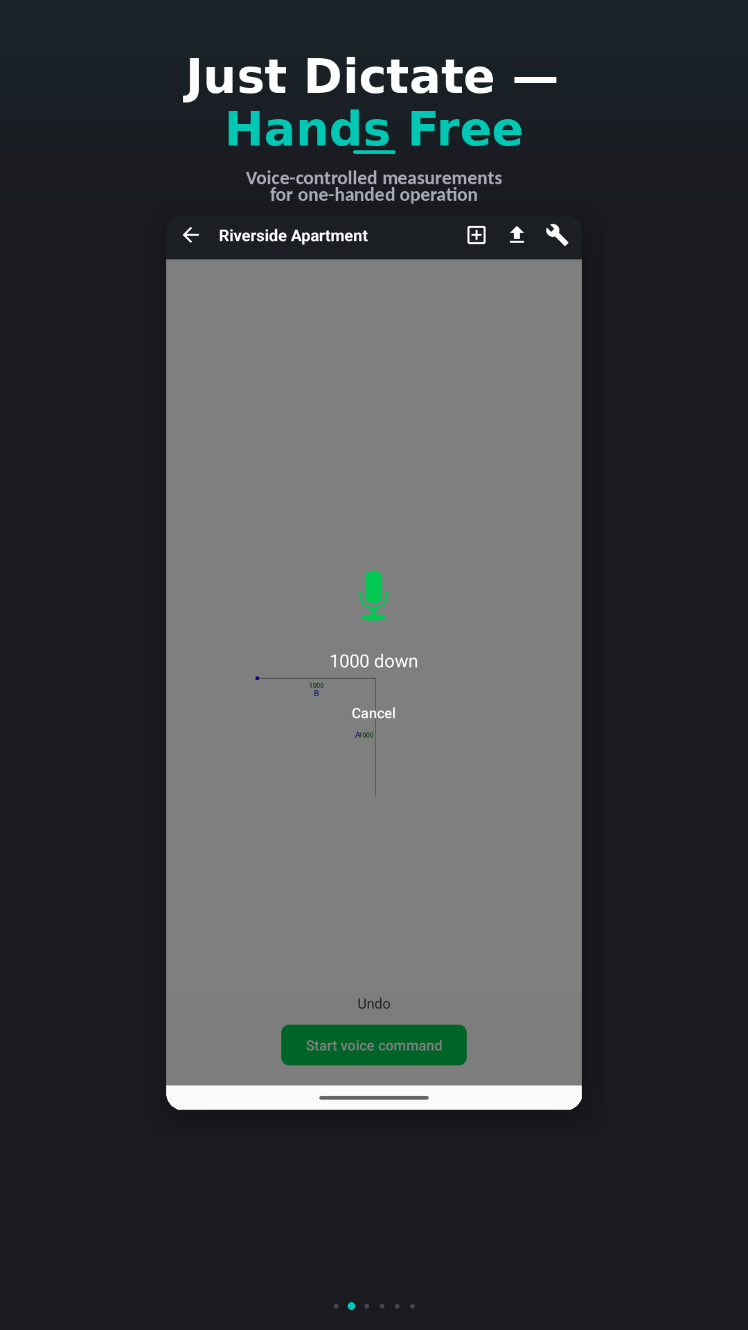 Voice-controlled measurements for hands-free operation
